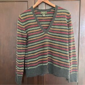 Eddie Bauer rainbow v-neck sweater